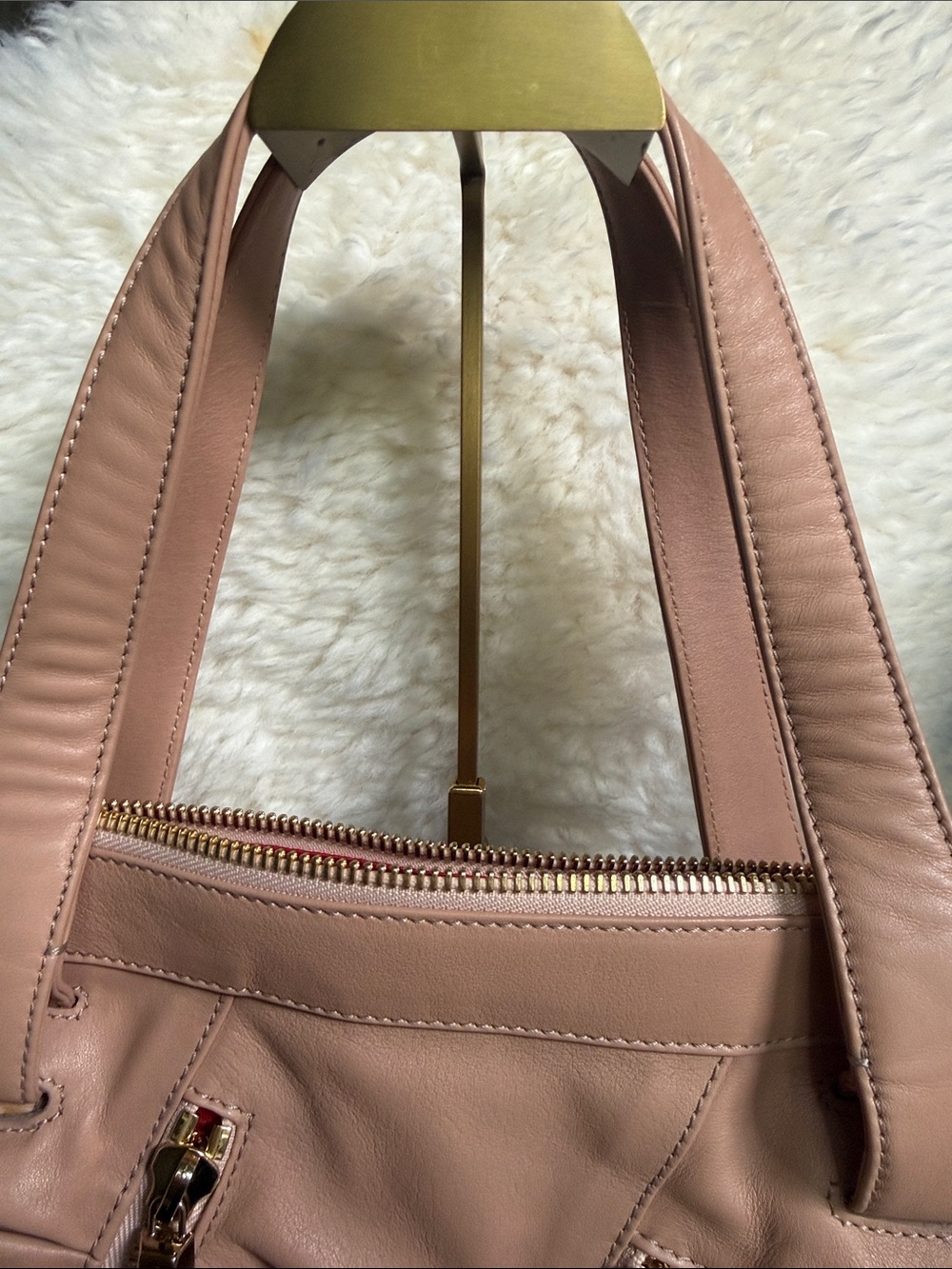 Christian Louboutin Taupe Quilted Tote Bag with Gold Zippers - Picture 4 of 8